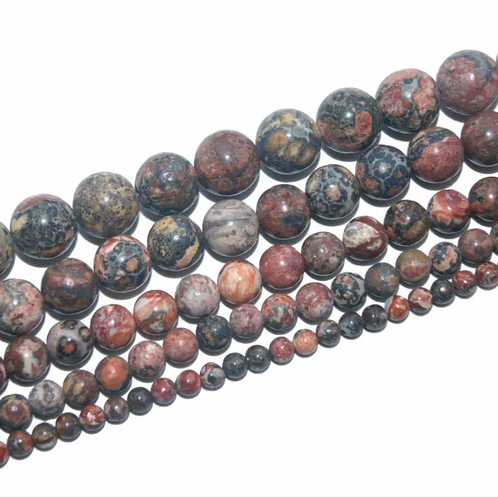 leopard Stone Агаты бирюзой Натуральный Камень Бисер Амазонит Круглые бусины для самостоятельного изготовления ювелирных изделий Цепочки и ожерелья браслета 4/6/8/10/12 мм - Цвет: leopard Stone