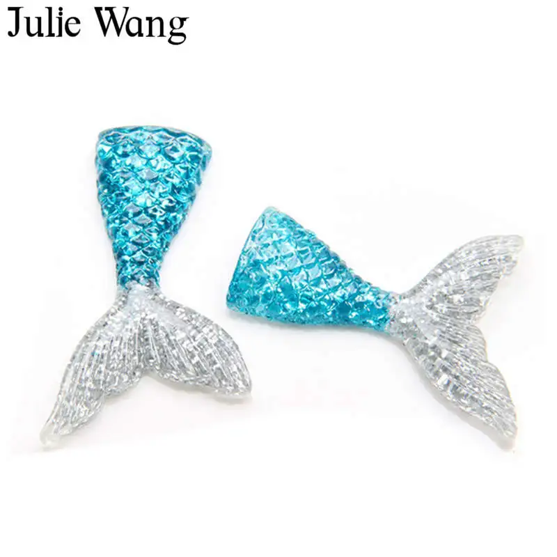 Julie Wang 10 шт. Разноцветные Подвески из смолы с хвостом русалки ручной работы