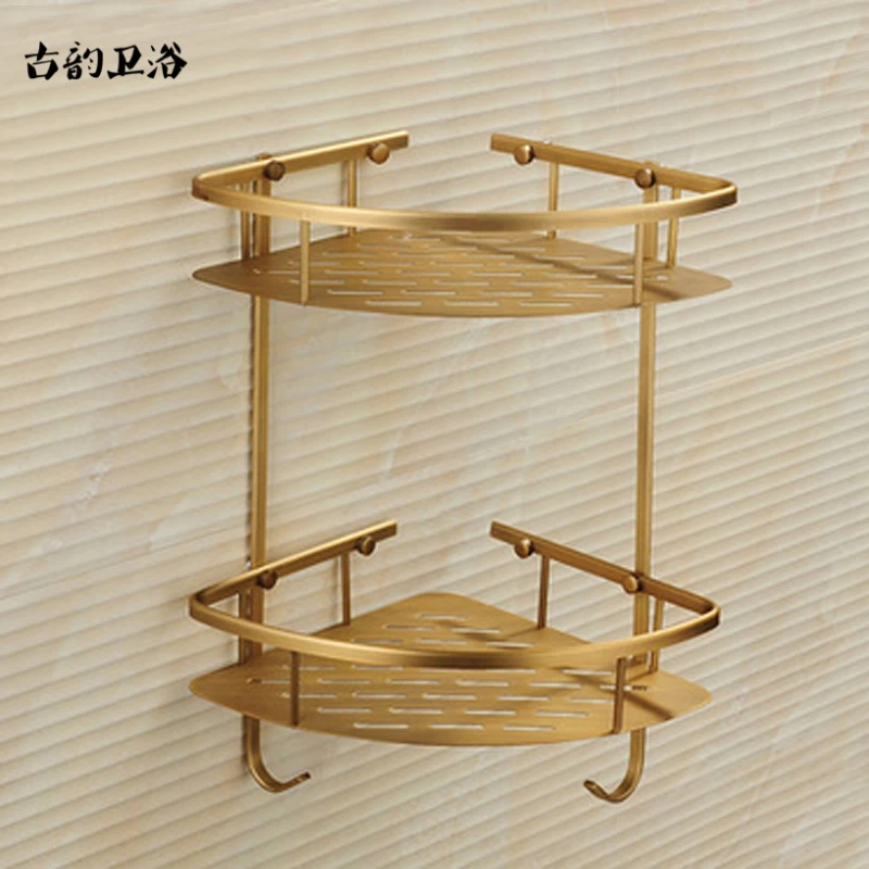 Relics Antique bathroom accessories double basket racks full of copper metal pendant Continental |