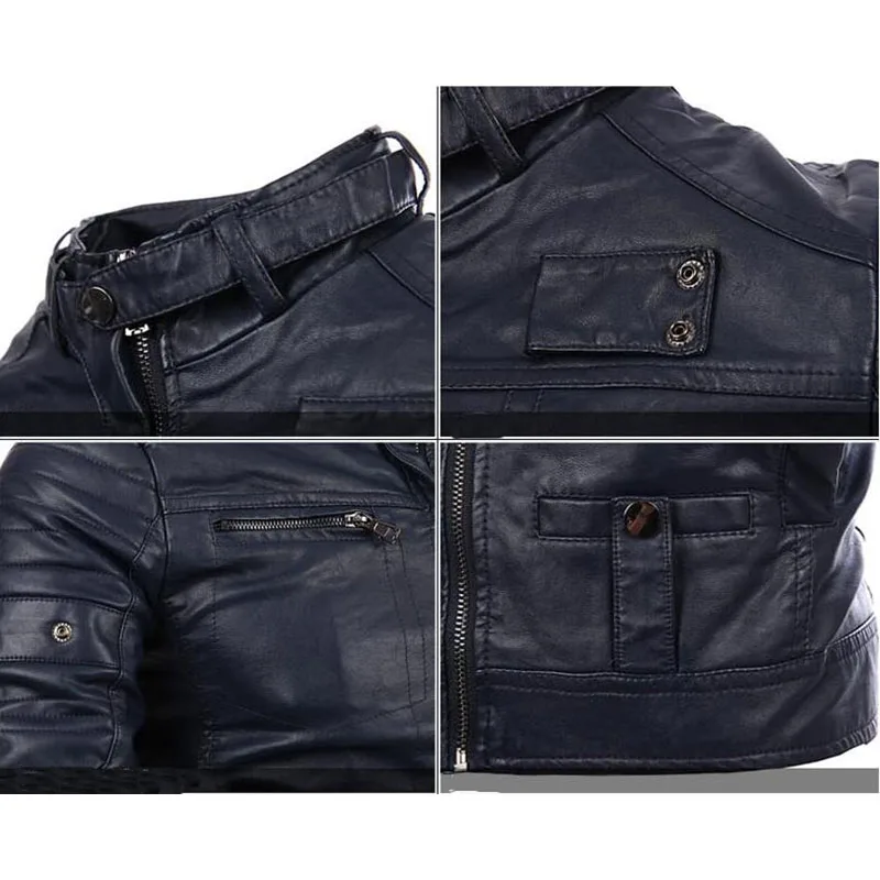 

Plus Size Men Pu Jacket Autumn Long Sleeve Leather Motorcycle Jackets Coats For Men Fashion Stand Collar Casual Male Jackets