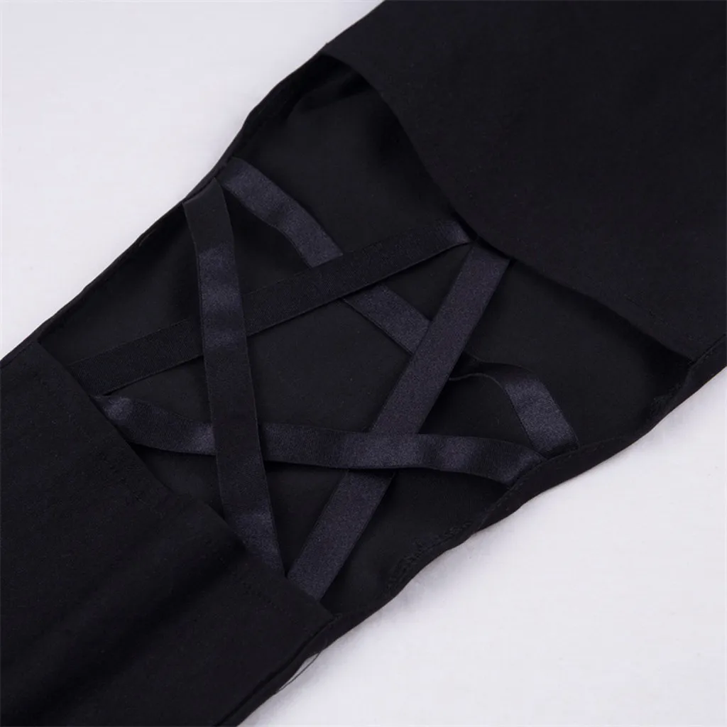 Vestido Verano Ropa De Mujer Robe Ete женские панковские готические леггинсы с высокой талией, штаны на молнии с пятью звездами Z4