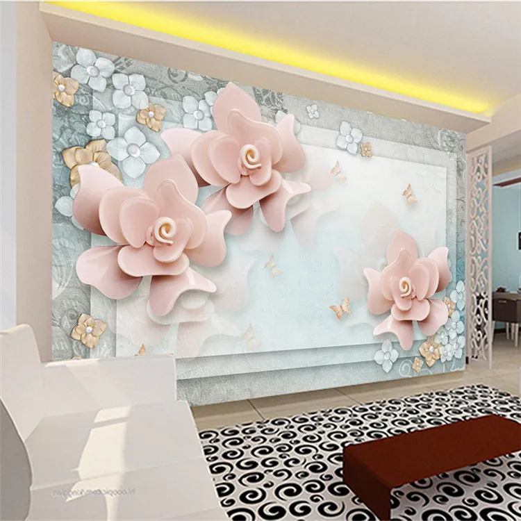 3d минималистский фон для телевизора с розами современная настенная ткань