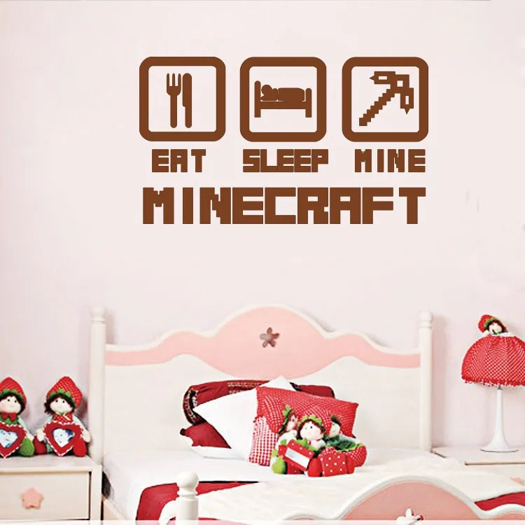 Наклейка на стену с надписью EAT SLEEP MINE | Дом и сад