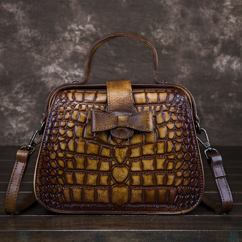 Женская маленькая сумка тоут из натуральной кожи Сумочка через плечо с ручками