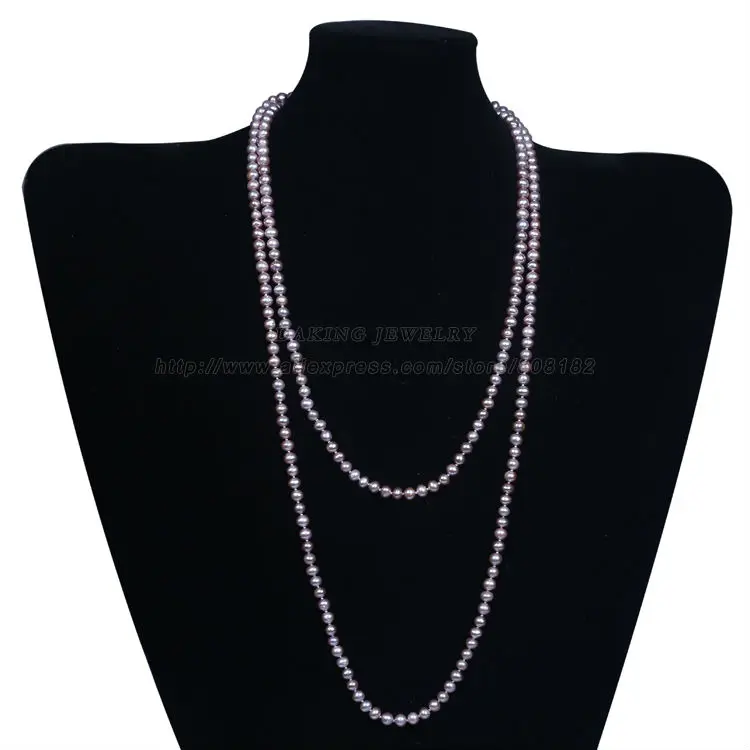 

Natural Freshwater Long Pearl Beaded Necklace Potato Shape 162cm Long Pearl Necklace for Woman