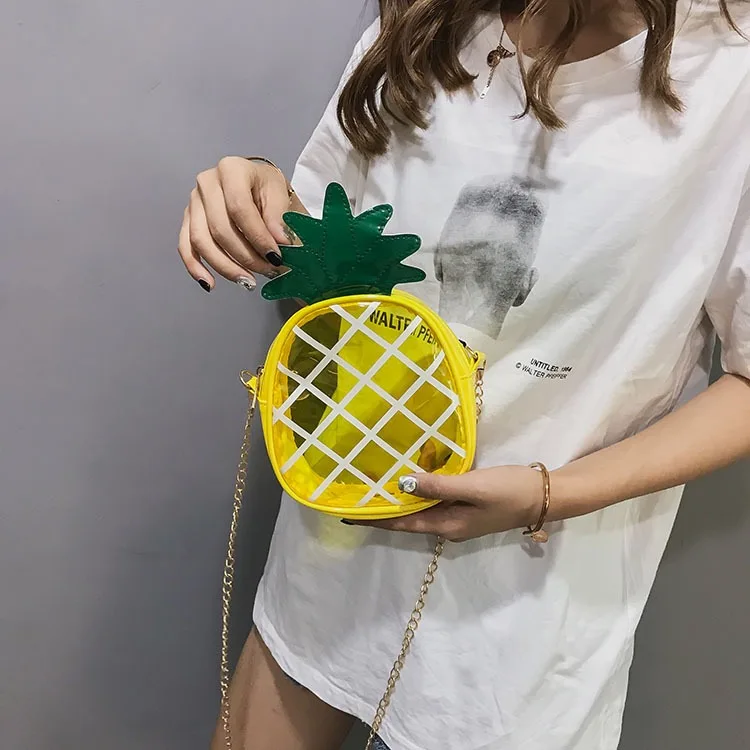 Мини сумка с ананасом из ПВХ прозрачная маленькие сумки модные летние пляжные на