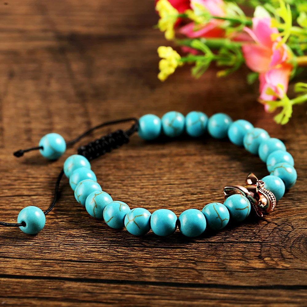 2018 Summer New 8MM Stainless Steel Elephant Natural Stone Strap Bracelet Men's | Украшения и аксессуары