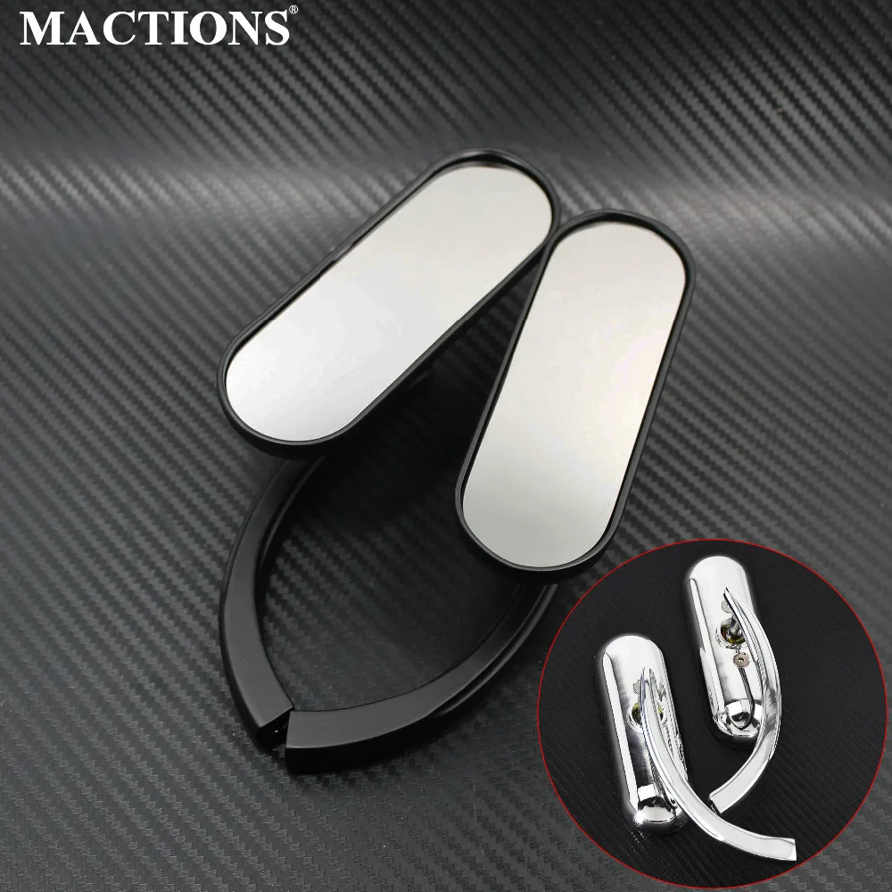 Motorcycle Mini Oval Mirrors Black/Chrome 8mm&10mm For Harley Cruiser Chopper Touring Sportster XL 883 Dyna Softail Fat Boy FL