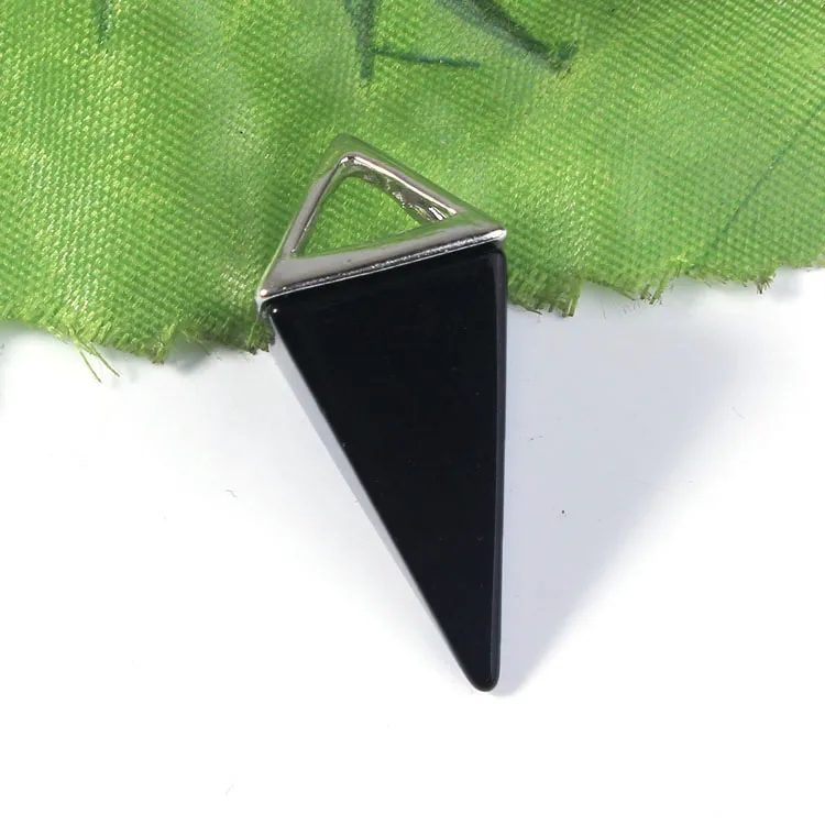 Black Agates Xinshangmie натуральный аметист розовый кристалл тигровый глаз камень опал Треугольник Пирамида кулон ожерелье для женщин модные ювелирные изделия - Окраска металла: Black Agates