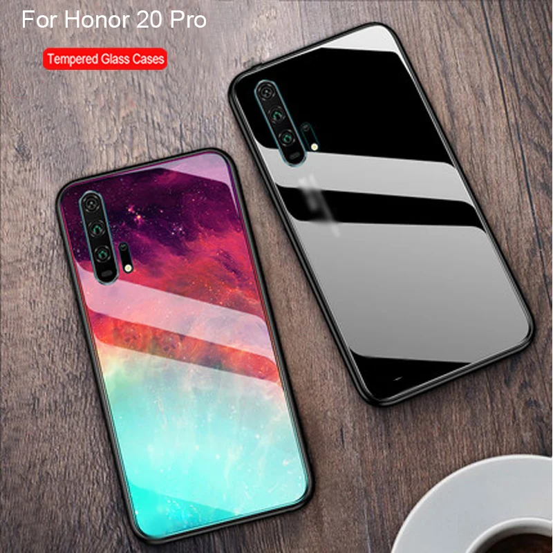 Чехол из закаленного стекла для Huawei Honor 20 Pro силиконовый мягкий чехол-накладка
