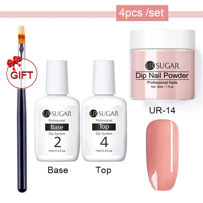 4pcs set UR-14 Ur Sugar 4 шт Dip набор пудры для ногтей Блеск для ногтей французский лак голографический Маникюр 30 мл сухой хромированный пигмент для ногтей искусство - Цвет: 4pcs set UR-14