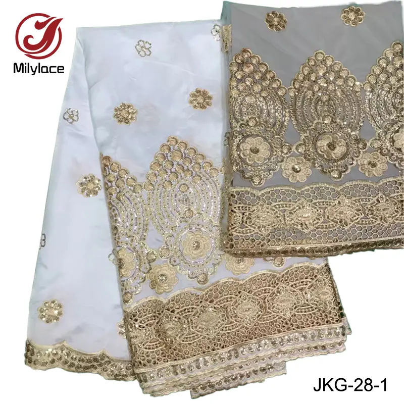 Milylace африканская Джордж Кружевная Ткань 5 ярдов с блестками Свадебное кружево
