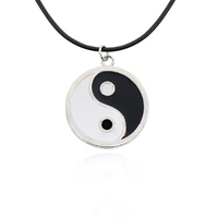 retro black white the eight trigrams amulet plated jewelry for men women suspension yin and yang alloy pendant necklace