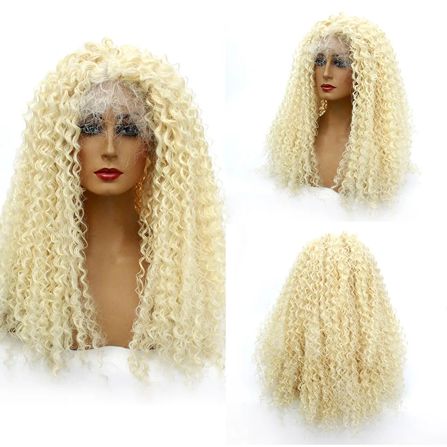 Light Blonde Средний Омбре синтетический парик для женщин кудрявый парик с волосами младенца коричневый черный 613 фиолетовый парик для выступлений - Цвет: Light Blonde
