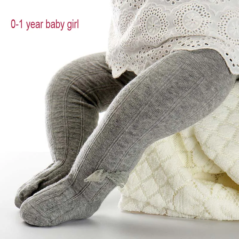 1 gray 0-1y От 0 до 2 лет колготки для малышей хлопковые колготки для новорожденных девочек и мальчиков детские колготки с кружевным бантом, Meisje, колготки для малышей, колготки, чулки Strumpfhose - Цвет: 1 gray 0-1y