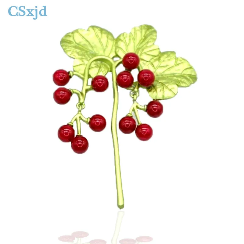 CSxjd винтажное растение ювелирные изделия красная Вишня брошь шарф Пряжка