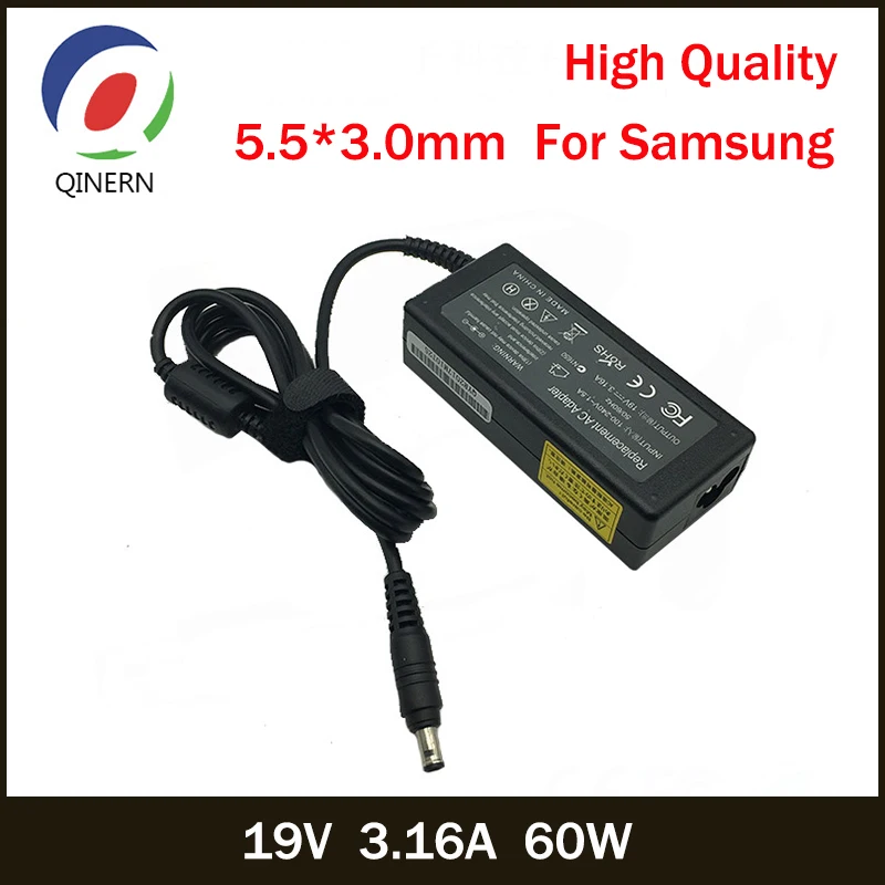 QINERN 19V 3.16A 60W 5.5*3.0mm AC Laptop Charger Power Adapter For Samsung R429 RV411 R428 RV415 RV420 RV515 R540 R510 R522 R530 |