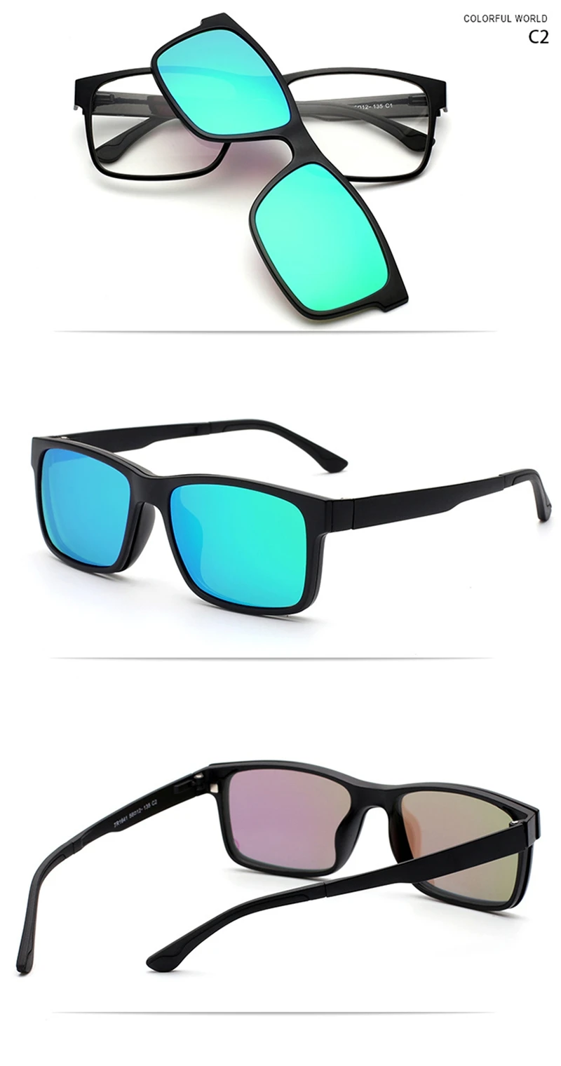 Optical Eyeglasses Frame Men Women With Clip On Magnets Polarized Sunglasses Myopia Eye Glasses Spectacle Frame QF053