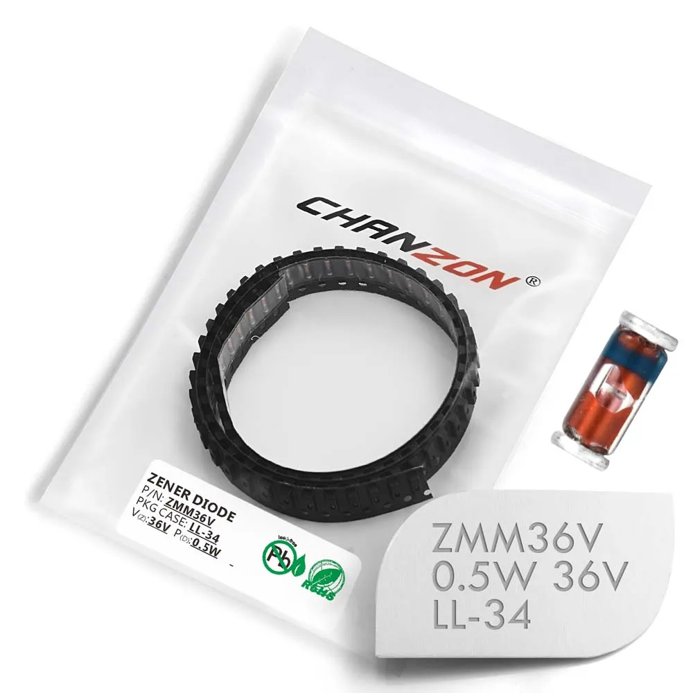 (100 шт.) SMD Диод Зенера 0 5 Вт 36 В ZMM36V zmm36LL 34 (SOD 80 MiniMELF / 1206) вольт ZMM В|Диоды| |