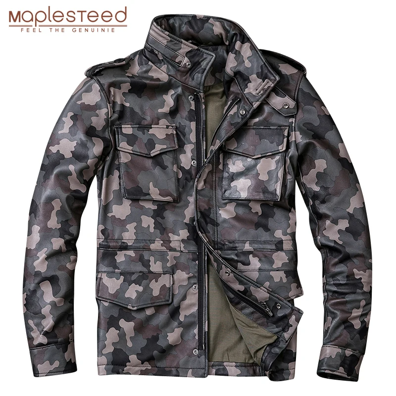 Mapesteed M65 камуфляжная кожаная куртка, Мужская кожаная куртка, натуральная овечья кожа, мягкая мужская кожаная куртка, длинное осенне-весеннее M205