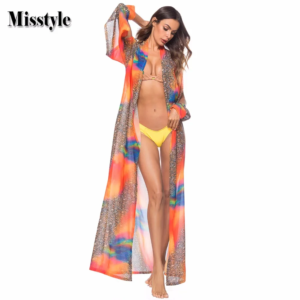 Misstyle открытая шифоновая блузка сексуальная женская леопардовая накидка с