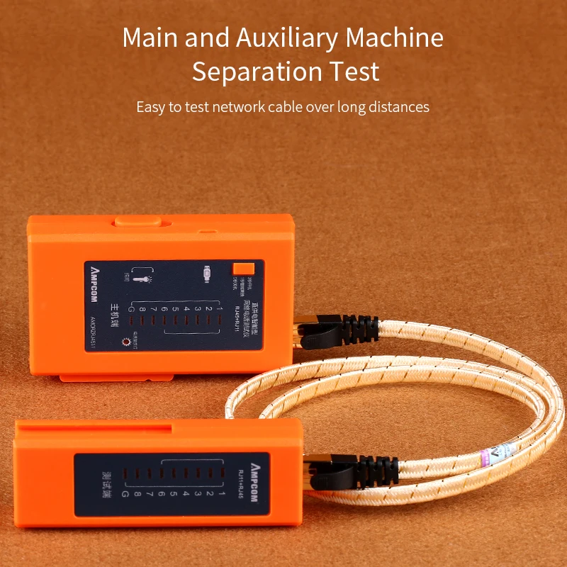 AMPCOM ручной версии оранжевый сетевой кабель тестер детектор RJ45 RJ11 RJ12 Cat6 Cat5 Lan Ethernet