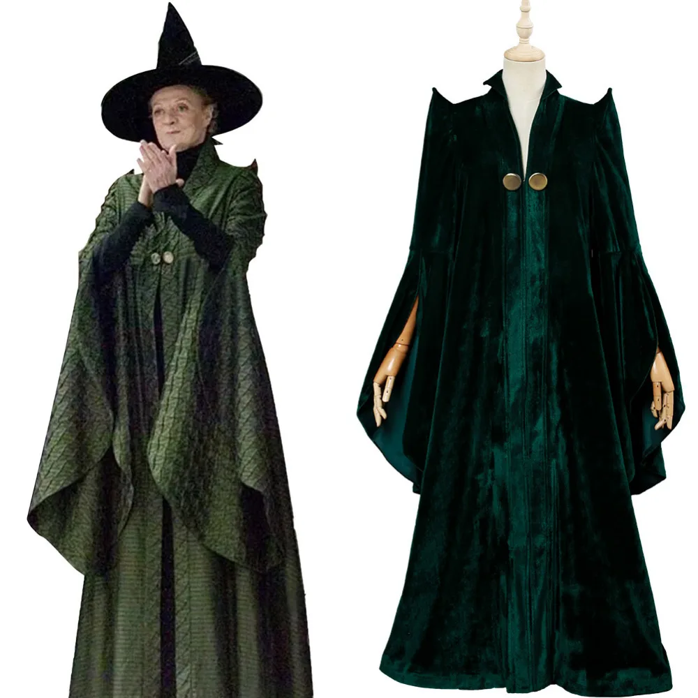 

Professor Minerva McGonagall Cosplay Costume Dress Magic Robe Cape Cloak Halloween Carnival Witch Costumes
