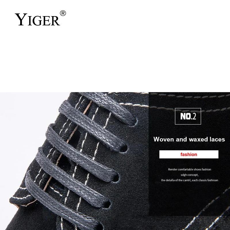 YIGER/Новинка мужские туфли Дерби обувь на шнуровке из коровьей замши большие