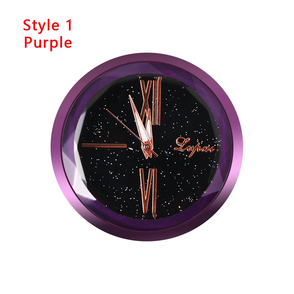 purple 1 1 шт. мини-автомобильные часы с орнаментом, кварцевые аналоговые часы, авто стиль, инструмент для украшения интерьера, аксессуары - Цвет: purple 1