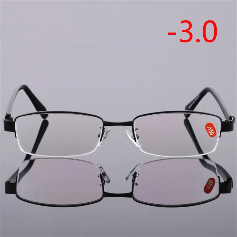 Myopia 300 1,0-1,5-2,0-2,5 до-6,0 полуоправа очки для близорукости женские и мужские модные Асферические полимерные оптические очки черная оправа - Цвет оправы: Myopia 300