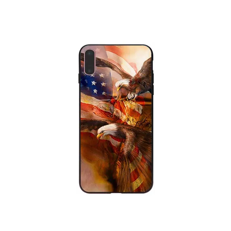 Американский флаг орел картина маслом мягкий чехол для мобильного телефона Apple