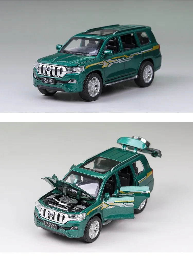 Литой 1:32 Масштаб Toyota prado модели автомобилей металлическая модель звук и светильник оттягивается SUV 6 дверей можно открыть для детских игрушек