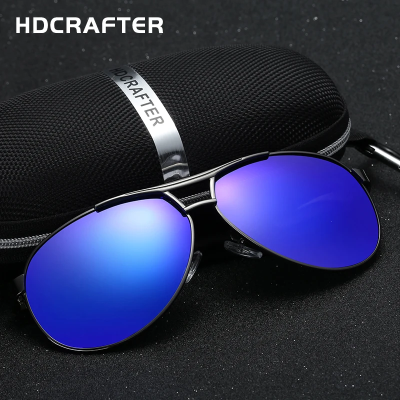 Мужские солнцезащитные очки HDCRAFTER поляризационные зеркальные линзы брендовые