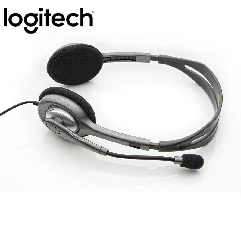 logitech H110 стерео гарнитура Музыка для работы за компьютером, игровая гарнитура С микрофоном и монопод с проводным управлением и автоматическим