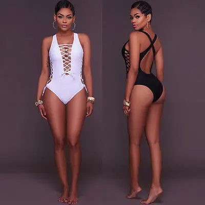 1 шт. сексуальный женский бандажный пуш ап бикини с высокой талией черно белый