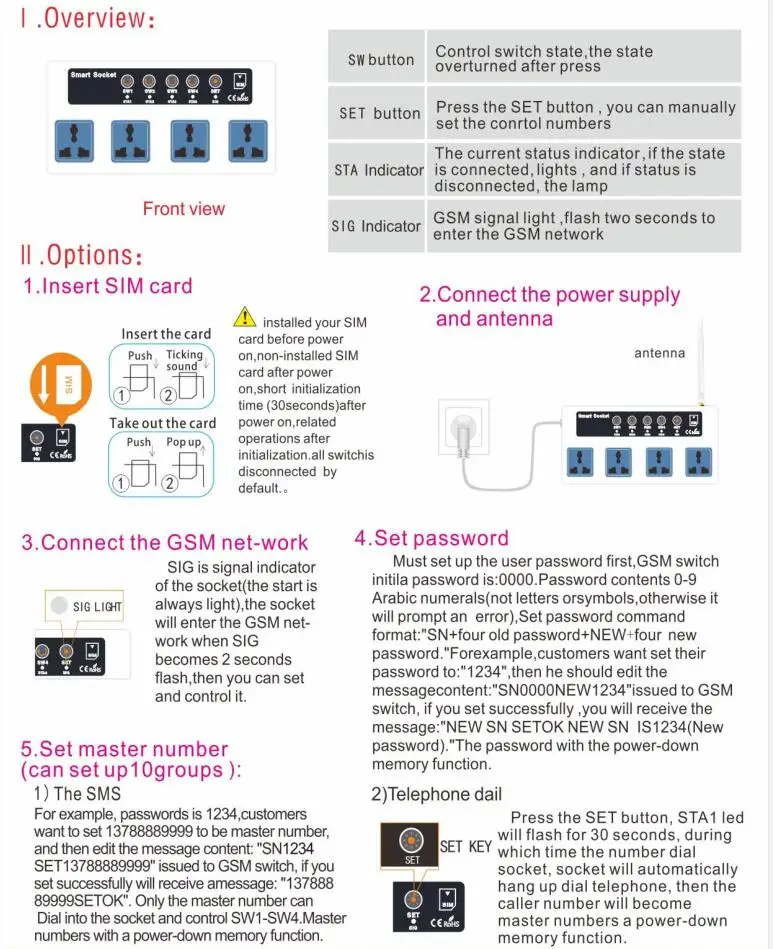 LPSECURITY GSM телефон/звонок/SMS Пульт дистанционного управления универсальный беспроводной смарт-удлинитель электрическая розетка/4 розетки/ЕС/США штекер