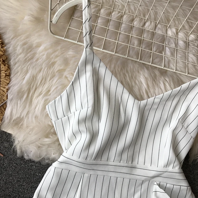 ALPHALMODA Полосатое летнее платье на тонких бретельках, приталенное асимметричное Плиссированное ТРАПЕЦИЕВИДНОЕ женское летнее платье