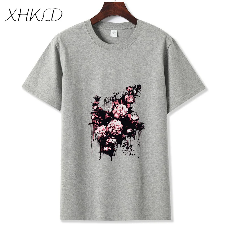 Mens Floral T Shirts Harajuku Flower Print Hip Hop Casual Short Sleeve Men Tops Tees Cotton Streetwear Camisetas Hombre Camisa | Мужская