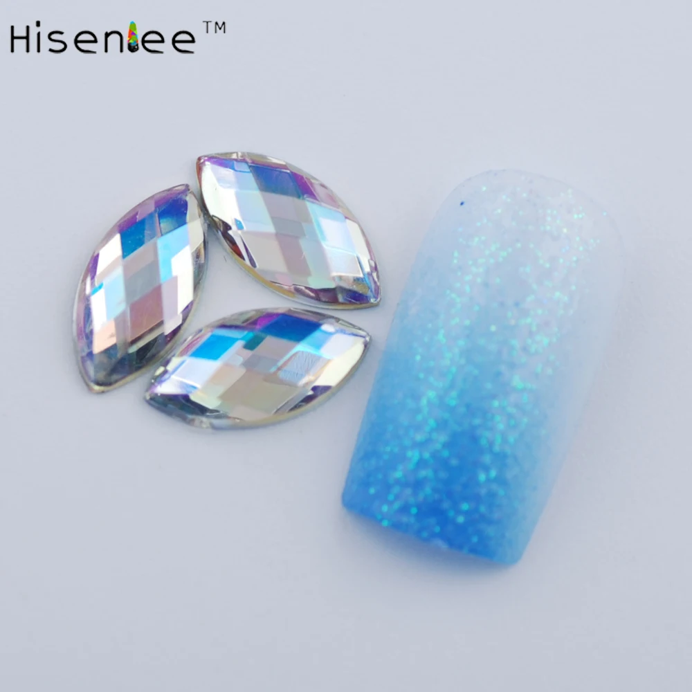 Hisenlee 5x10 мм 200 шт. красочные 3D конский глаз Стразы для дизайна ногтей женские