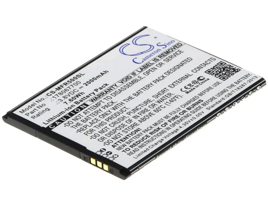 Cameron Sino 2000 мАч батарея для KAZAM Thunder 350L MOBIWIRE Ahiga Pegasus SFR Startrail 5 TH305L XDFBH0000176|Аккумуляторы