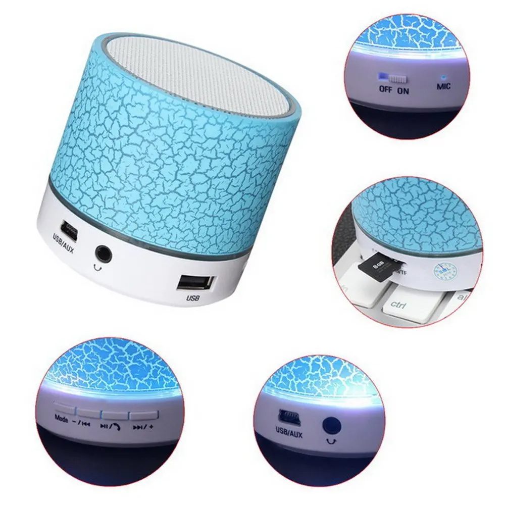 Ouzifish светодиодный Bluetooth Динамик мини Беспроводной громкий S Поддержка 8 ГБ 16 TF