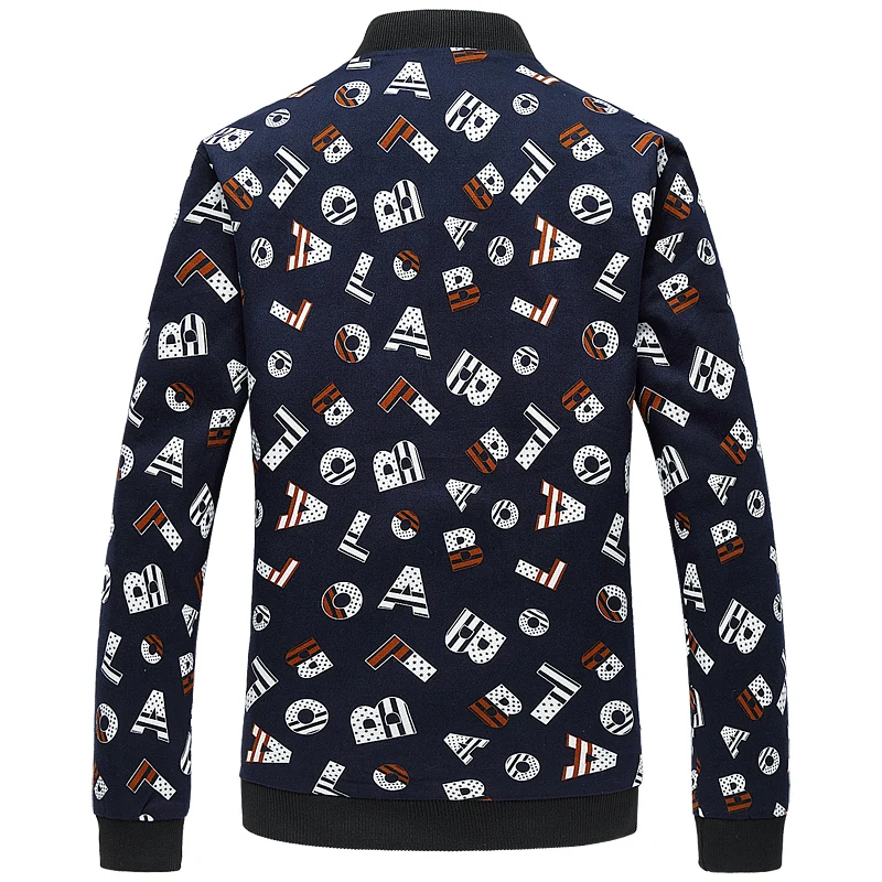 Мужская куртка с принтом букв весенне осенняя приталенная большого размера M 6XL