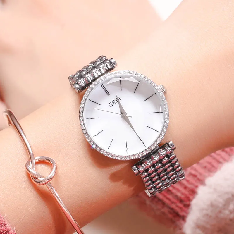 Silver white GEDI женские часы модные наручные часы для женщин роскошные женские часы женский браслет Reloj Mujer Часы Relogio Feminino - Цвет: Silver white