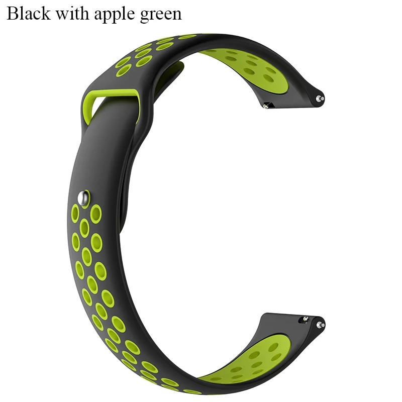 Black apple green BOORUI amazfit ремешок Bip 20 мм 22 мм двойной цвет силиконовый сменный ремешок для Xiaomi Huami Amazfit Bip Молодежные часы - Цвет: Black apple green
