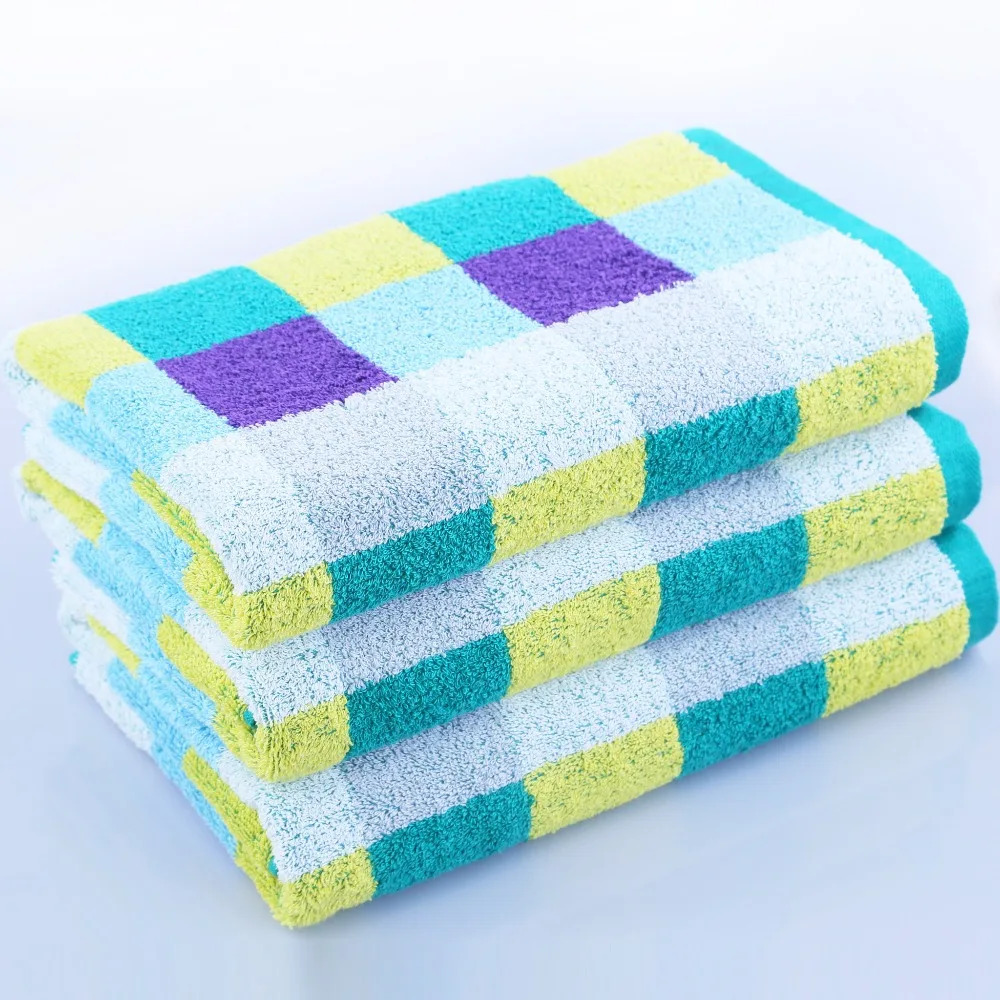 Ванна Полотенца хлопок 65x130 см 420GSM спа пляж Полотенца s ткань мочалки салфетки для бани халаты Клетчатый узор 1 шт