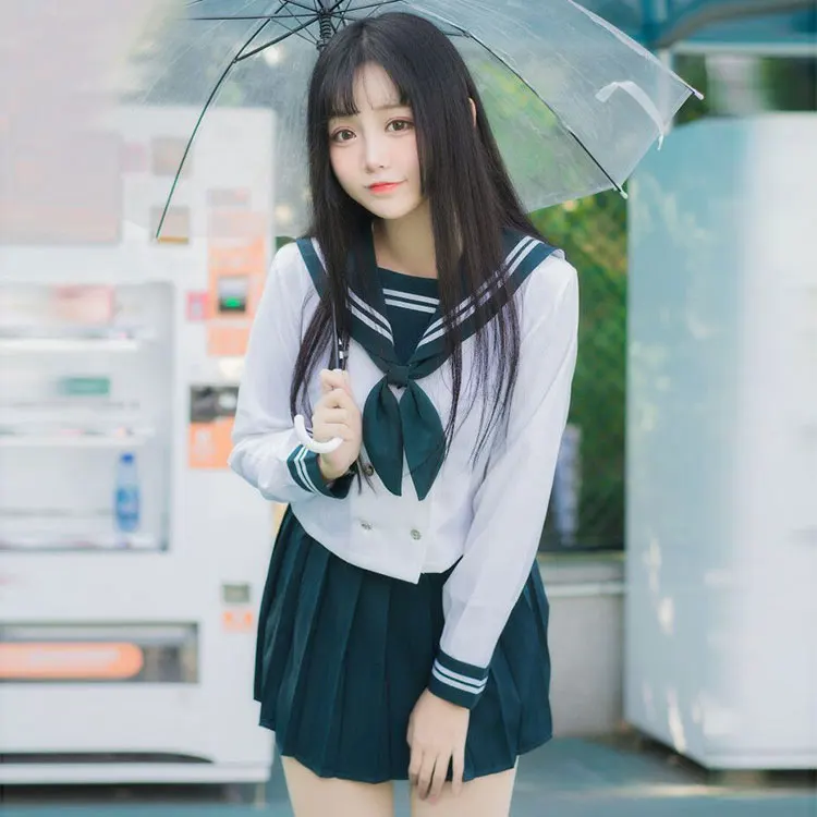 Японская Униформа морской моряк костюм для женщин Кансай студентов с длинным