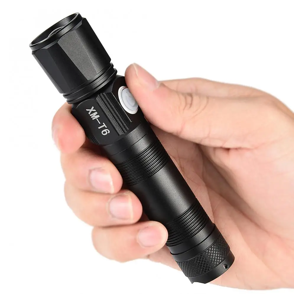 

Skywolfeye T121 Zoomable 500LM T6 LED Light USB Recharge with 3 Modes Durable Flash Waterproof Torch Lamp