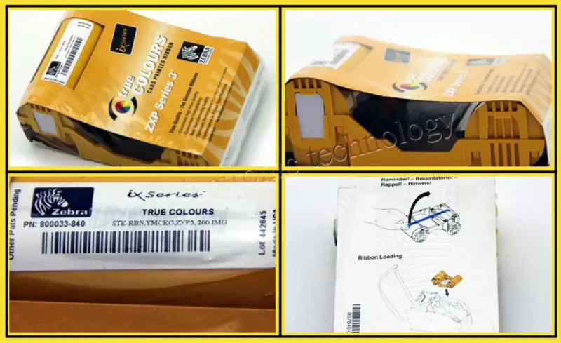 

Zebra 800033-340cn05 Color Ribbon Work on ZXP3c single side China version Printer-YMCKO-280 prints
