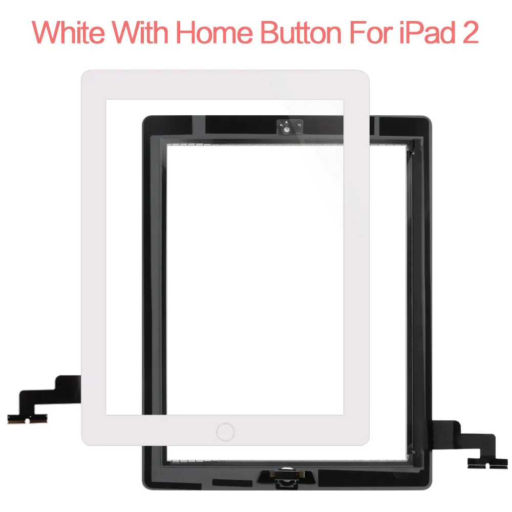 Для iPad 2 Сенсорный экран дигитайзер замена A1395 A1396 сенсорный A1397 для iPad2 экран стекло сенсорная панель с кнопкой Home - Цвет: White with Button