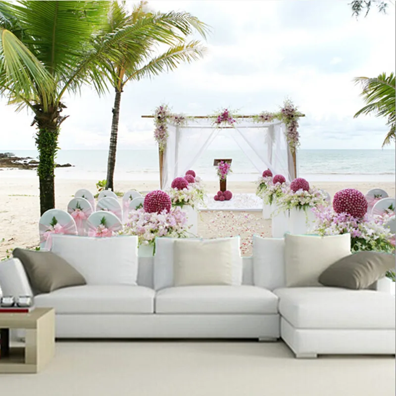 3D фрески на заказ 3d романтические тропики свадебные обои морской пальмы для